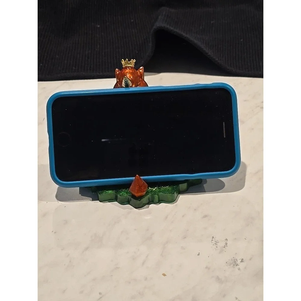 Handmade Resin Cell Phone Holder Orange Gold Green Unicorn 738